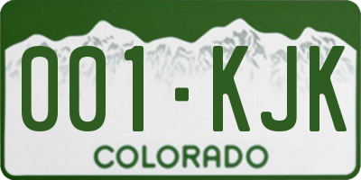 CO license plate 001KJK