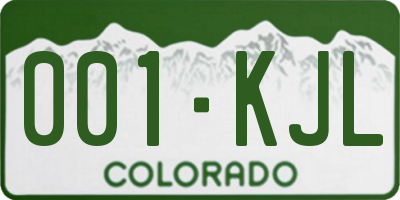 CO license plate 001KJL