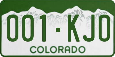 CO license plate 001KJO