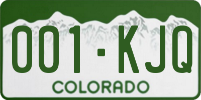 CO license plate 001KJQ