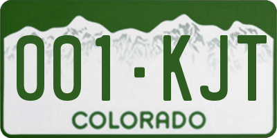 CO license plate 001KJT