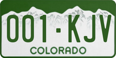 CO license plate 001KJV