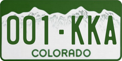 CO license plate 001KKA