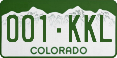 CO license plate 001KKL
