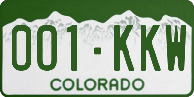 CO license plate 001KKW