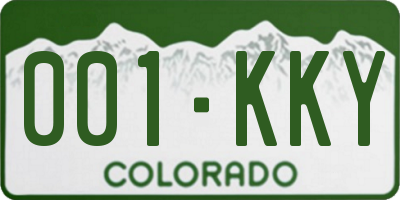 CO license plate 001KKY