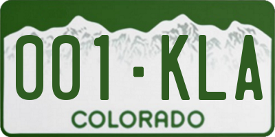 CO license plate 001KLA