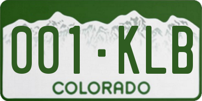 CO license plate 001KLB