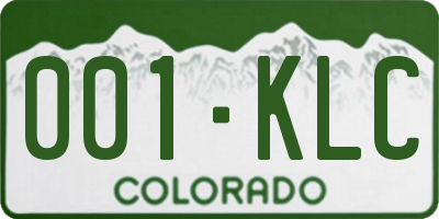 CO license plate 001KLC