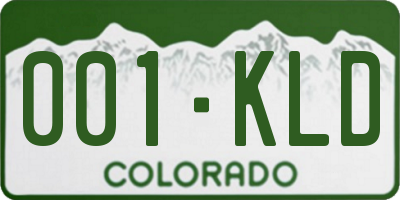 CO license plate 001KLD