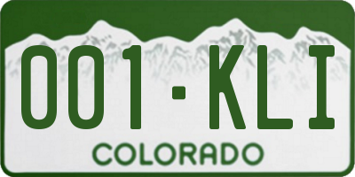 CO license plate 001KLI