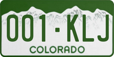 CO license plate 001KLJ