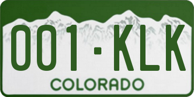 CO license plate 001KLK