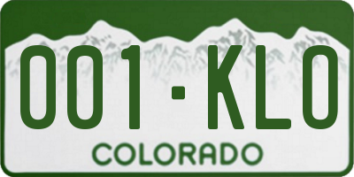 CO license plate 001KLO