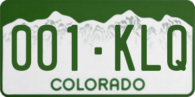 CO license plate 001KLQ