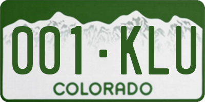 CO license plate 001KLU