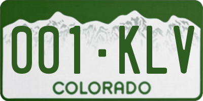 CO license plate 001KLV