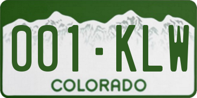 CO license plate 001KLW