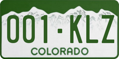 CO license plate 001KLZ