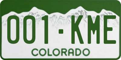 CO license plate 001KME