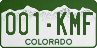 CO license plate 001KMF