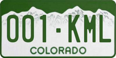 CO license plate 001KML