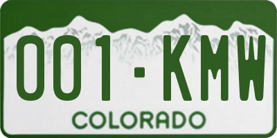 CO license plate 001KMW