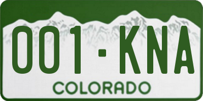 CO license plate 001KNA