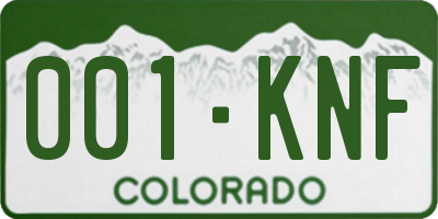 CO license plate 001KNF