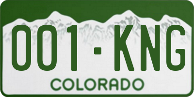 CO license plate 001KNG