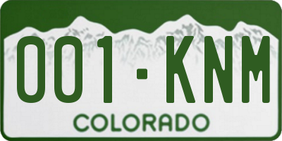 CO license plate 001KNM