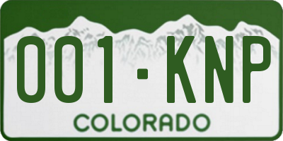 CO license plate 001KNP