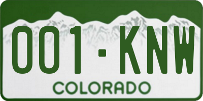 CO license plate 001KNW