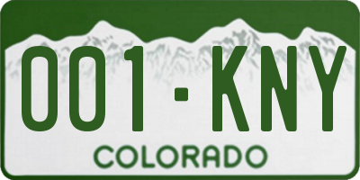 CO license plate 001KNY