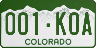 CO license plate 001KOA