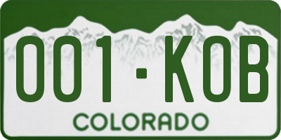 CO license plate 001KOB