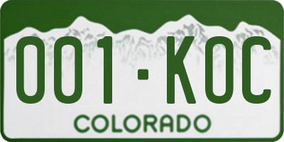 CO license plate 001KOC