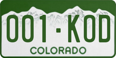 CO license plate 001KOD