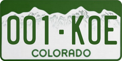 CO license plate 001KOE