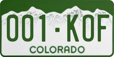 CO license plate 001KOF