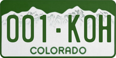 CO license plate 001KOH