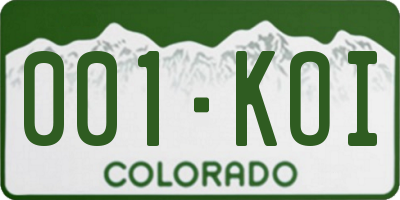 CO license plate 001KOI