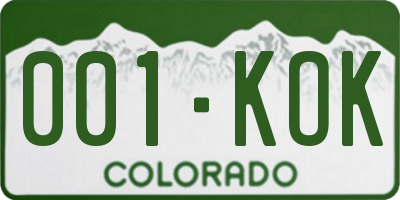 CO license plate 001KOK