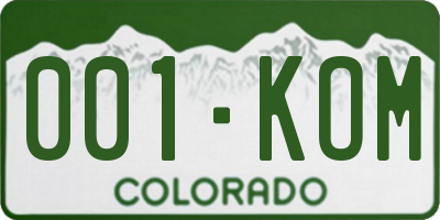 CO license plate 001KOM