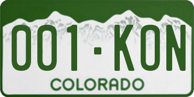 CO license plate 001KON