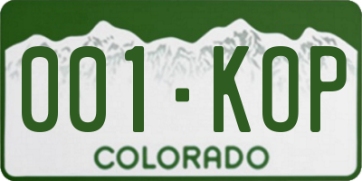 CO license plate 001KOP