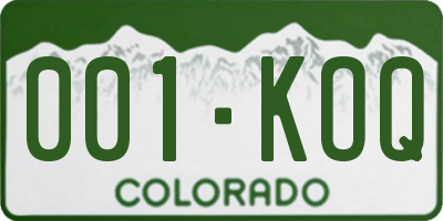 CO license plate 001KOQ