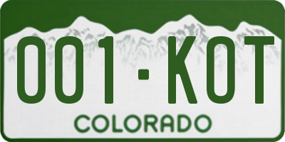 CO license plate 001KOT