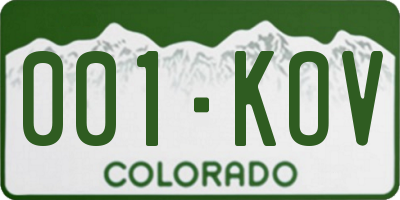 CO license plate 001KOV