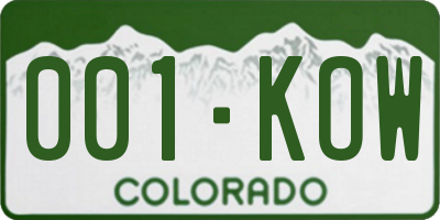 CO license plate 001KOW